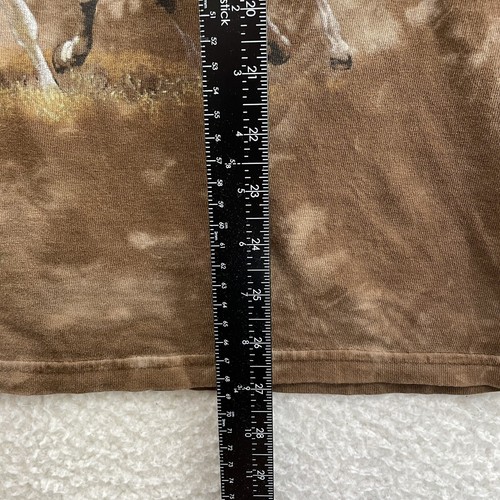 Y2K Vintage Gildan Horse T-Shirt Marrone Medio Western Grafica Tie-Dye Cotone - Foto 10 di 12
