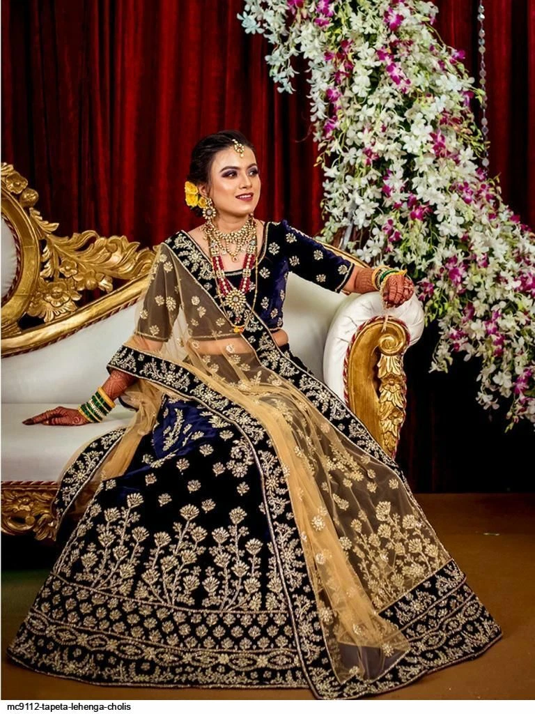 Velvet top lehenga dress
