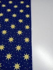 Fabric 26" x 22" Blue Background with Beige Stars 100 Cotton NEW