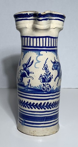 TALAVERA SPANISH POTTERY PITCHER JUG 19th Century Antique Hand Painted - Picture 3 of 7