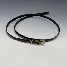 Vintage Synthetic Womens 12P Petite Belt Black Patent Vegan Gold Snake Slim 36"