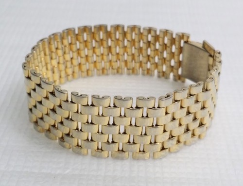 Bracciale maglia pantera tono oro vintage firmato HONG KONG - Foto 2 di 9