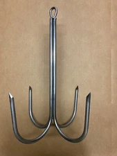 10 Inch dia 4 Prong Welded 3/8” Stainless Pier or Bridge Gaff With Eye For Rope