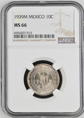 1939 M Mexico 10 Centavos NGC MS 66