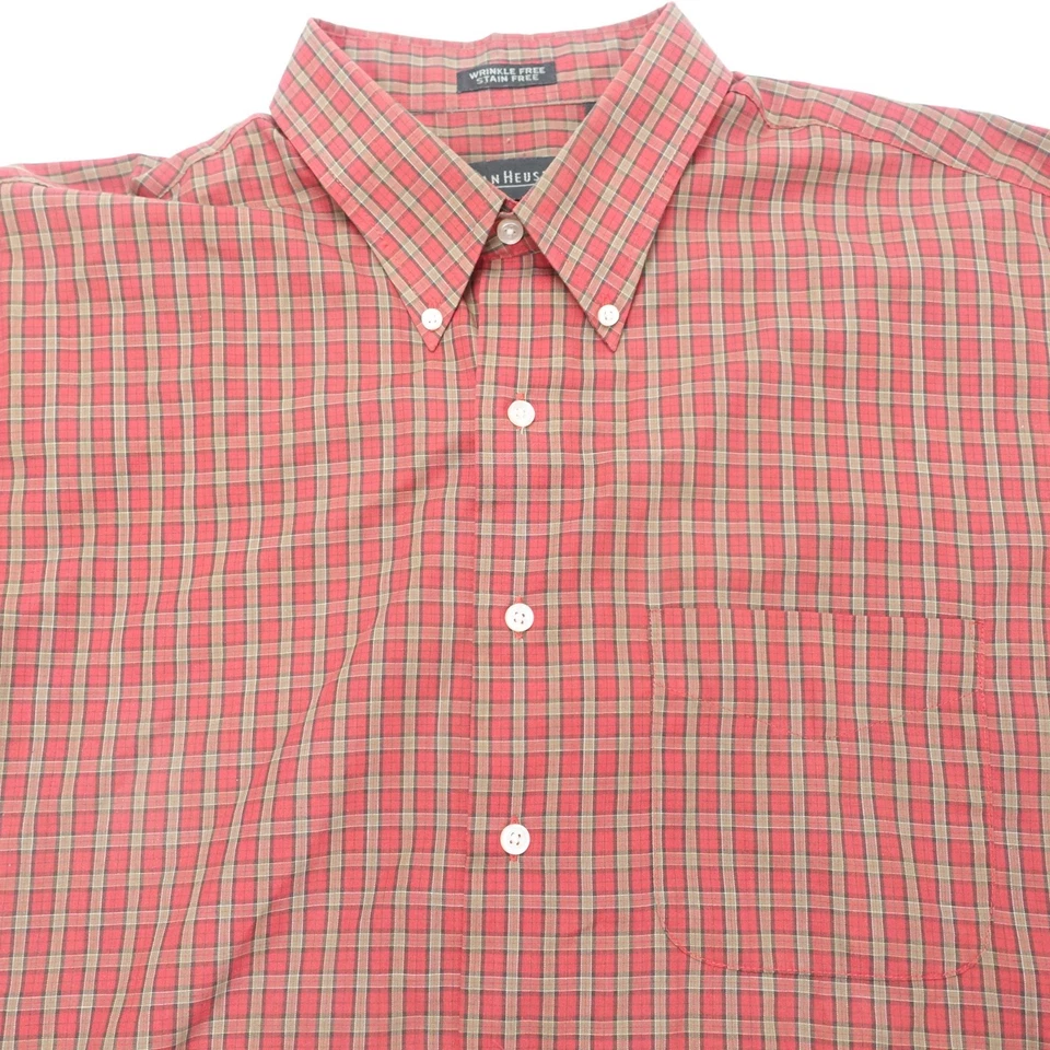 Camisa de vestir Van Heusen para hombre 17 multicolor a cuadros manga larga cuello abotonado Foto 2 de 4