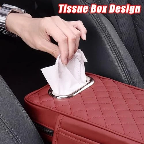 Center Console Armrest Cover for Volvo XC60 2009-2015, Black Leather with Tissue - Image 4 of 4