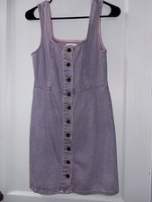 Urban Outfitters Purple Denim Button-Front Square Neck A-Line Dress, 2
