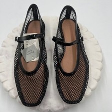 A New Day Black Mesh Mary Jane Ballet Flats Square Toe Memory Foam Size 9.5
