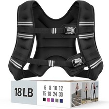 Zeerun Weighted Vest for Women  Men with Reflective Stripe and 18 lb, Black