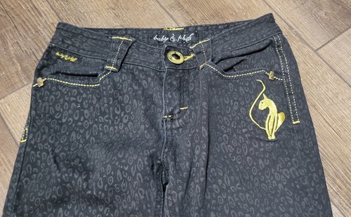 Vintage Baby Phat Straight Leg Black/Gold Jeans Size 8 - Picture 2 of 6