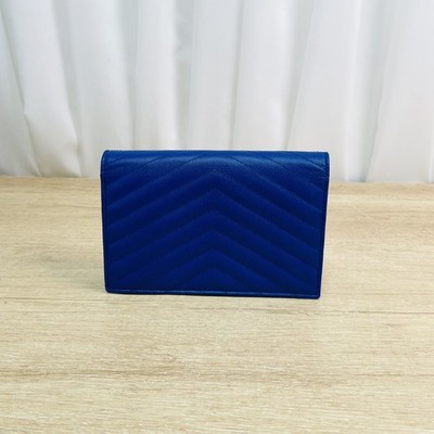YSL Saint Laurent Envelope Medium Matelasse Chain Wallet Royal