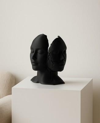 Fragmented Duality Skulptur   abstrakte Gesichter, Deko-Figur, 3D-Druck