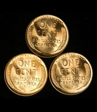 BU Wheat Cent Penny 3 Coin Set Estate Lot, Lincoln Cent 