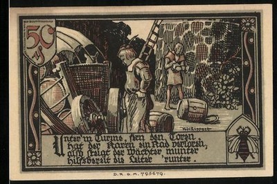 Emergency money Gransee, 50 Pfennig, City Views, Guardian comes to the aid of traders 