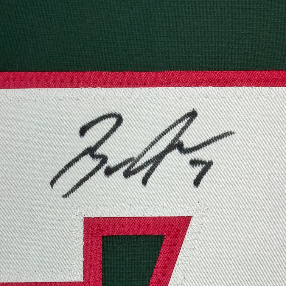 Framed Autographed/Signed Brock Faber 35x39 Minnesota Green Jersey JSA COA - Image 2 of 2