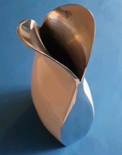 Vase Chrom Emailliert Art Deco Designer Weiß 14x28cm