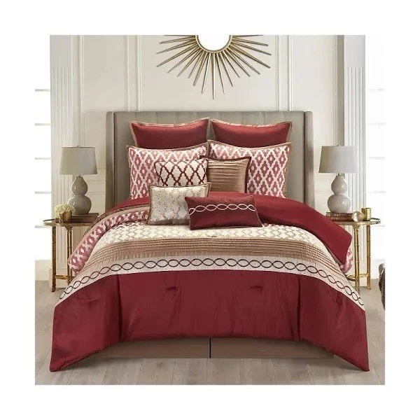 Juego de cama edredón Stratford Park pieza castaño rojizo Borgoña California King Foto 3 de 4