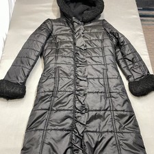 Rothschild Girls Long Quilted Parka Hooded Size 7-8 Black