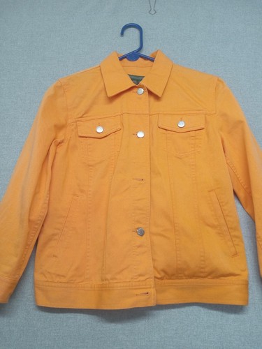 Lauren Jean Co. Ralph Lauren Denim Jacket Women's Size Medium Orange Tangerine - Bild 4 von 16