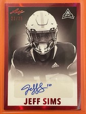2021 Leaf Memories Rookie RC Red Auto /25 Jeff Sims #BW-JS1