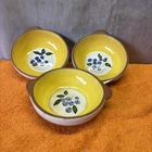 J •Stangl Pottery Blueberry Lug Handle Soup Bowls Set Of 3. Great Condition