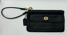 COACH Legacy Vintage Black Leather Turn Lock Classic Wristlet Wallet Mini Bag