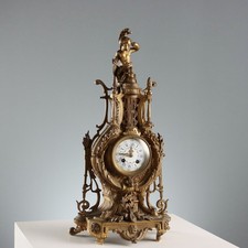 Orologio da Camino Antico Stile Eclettico Bronzo Francia XIX Secolo Originale