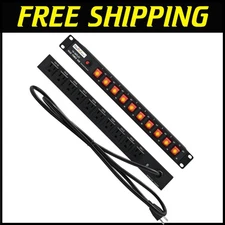 Horizontal 10-Socket PDU with 6 ft Cord - Ideal for Office and Network Solutions
