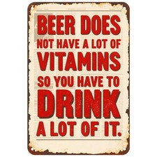 Funny Beer Tin Metal Signs Home D cor 8x12: Bar, Pub, Man Cave Humor Decor