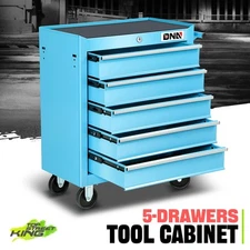 Blue 5 Drawers Lockable Rolling Tool Chest Cabinet Garage Warehouse Workshop