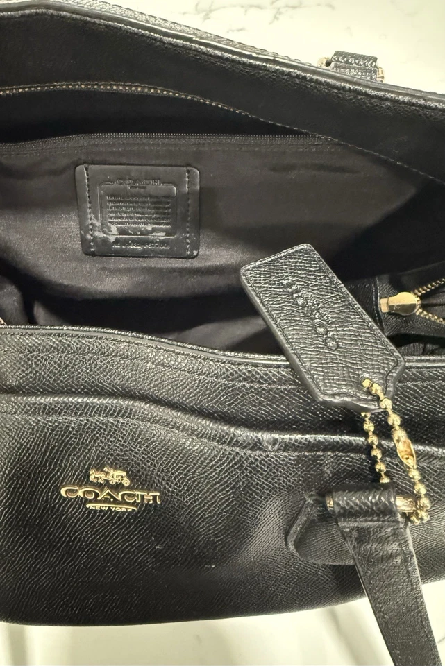 Coach Crossgrain Black Leather Baby Diaper Large Tote Bag F57786 - Image 3 of 4