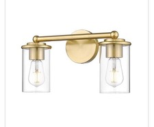 Thayer 16 in. 2-Light Luxe Gold Vanity Light with Clear Glass Shade