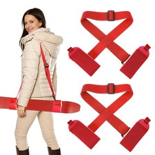 Ski Strap, Adjustable Ski Carrier Shoulder Straps,2Pcs Red  White  45.7"