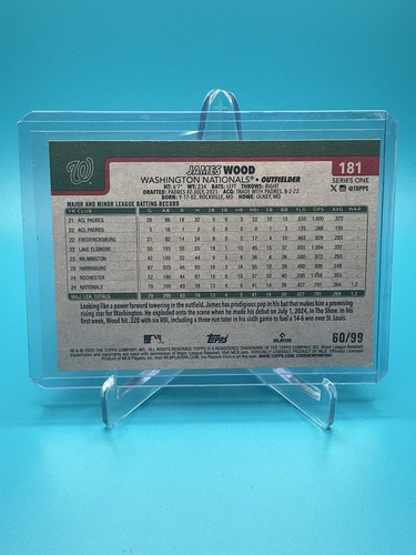 2025 Topps Series 1 - James Wood - RC Vintage Stock /99 - Picture 2 of 3
