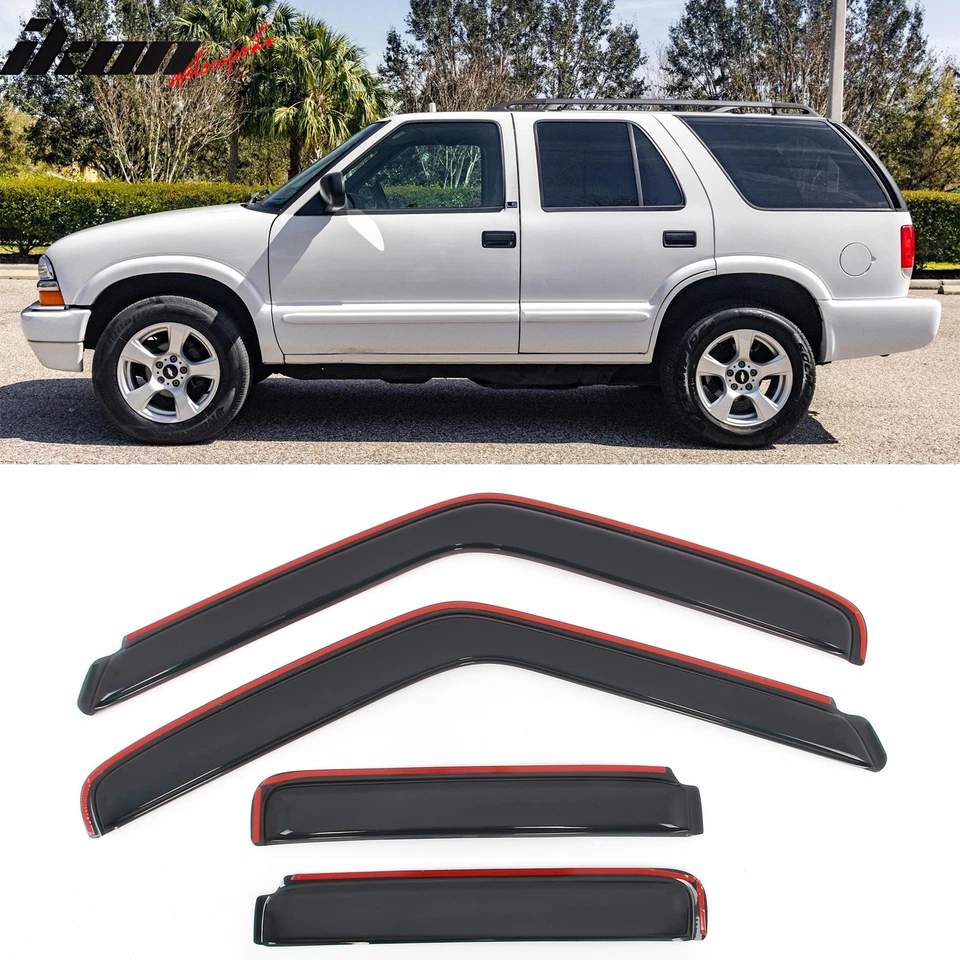 Fits 95-05 GMC Jimmy Chevy Blazer 4Dr In-Channel Window Visors Acrylic Deflector