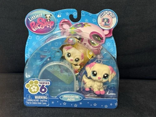 NEW Littlest Pet Shop PETS ON THE MOVE CLIP & GO G7 #611 RETRIEVER, LPS SERIES 6