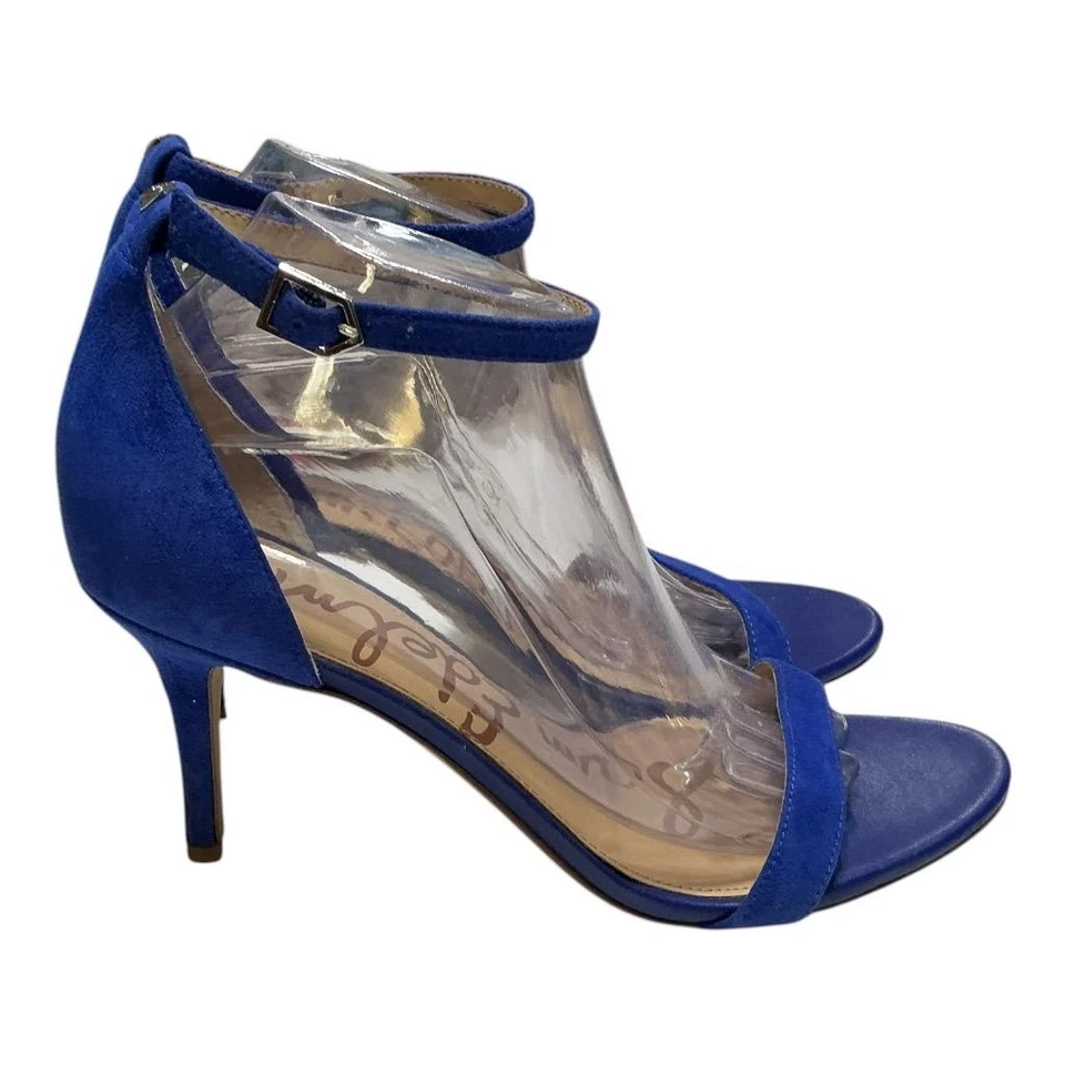Sam Edelman Sandals Womens 9 Blue Patti Suede Ankle Strap Stiletto Heels - Image 3 of 4