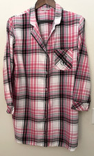 Victoria s Secret Button-Down Pink Black White Plaid Sleep Shirt Pajamas Size M
