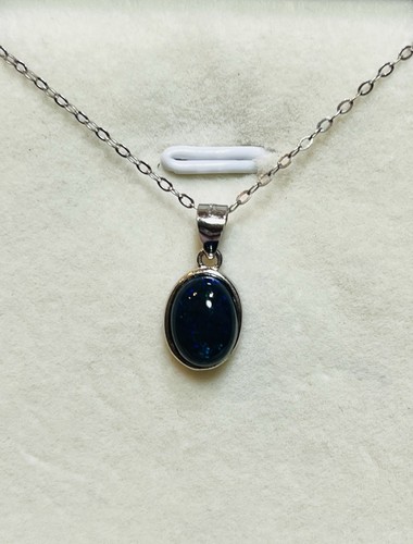 Simple 925 Sterling Silver Rainbow Black Opal Pendant Necklace 2 - 第 2/10 張圖片
