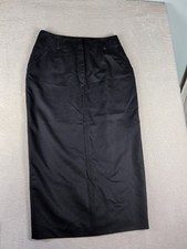 JG Hook 100 Wool Lined Long A Line Back Slit Skirt Vintage Women's 10 Navy Blue