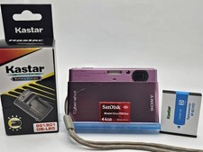 Sony Cyber-shot DSC-T77 10.1 MP Pink Digital Camera Tested 4GB NEW Batt Charger