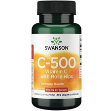 Swanson Vitamin C with Rose Hips, 500 mg, 100 Count