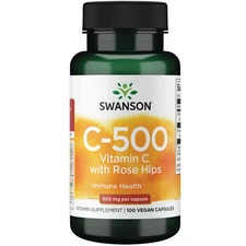 Swanson Vitamin C with Rose Hips, 500 mg, 100 Count