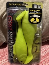 NEW SEALED! Tsunami Pro Deep Diving Heavy Swim Shads 6.5” Fishing 2 Pieces Green