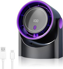 Portable Desk Fan: Rechargeable, 90  Rotate, 5-Speed   Quiet for Home/Travel