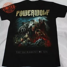 Hot Powerwolf The Sacrament OF Sin Tour Rare Black T-Shirt S-5XL