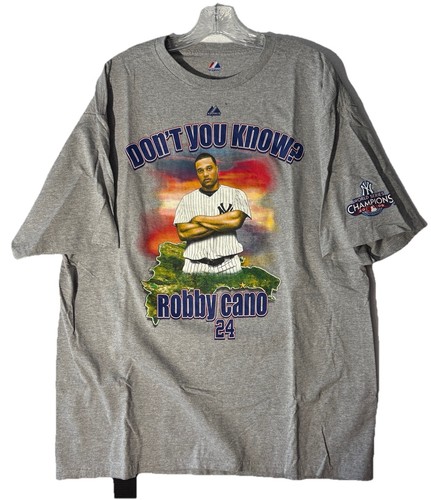 A1 Majestic New York Yankees Robby Cano 2009 World Series T Shirt Adult XL Gray - Picture 2 of 6