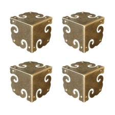 4Pcs Vintage Pure Brass Corner Protectors Antique Hardware Desk Edge Wooden J...