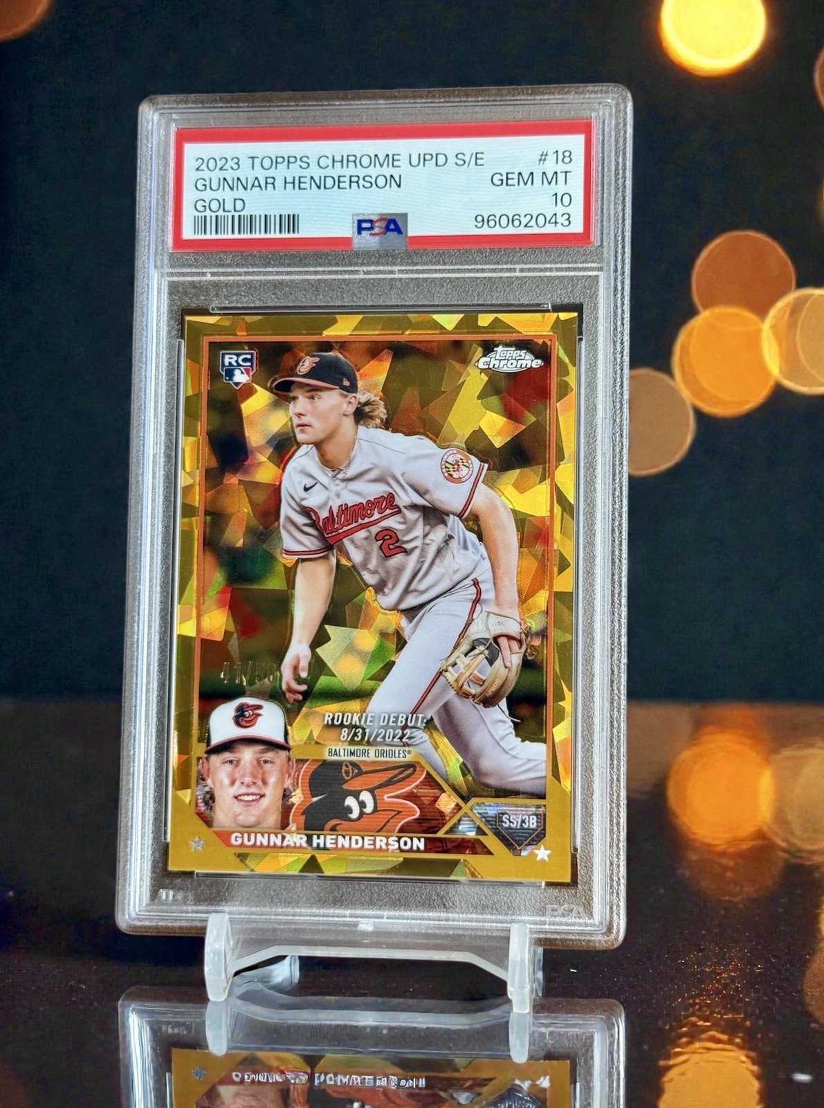2023 Topps RC Chrome Sapphire Gunnar Henderson Rookie Gold /50 PSA 10🔥