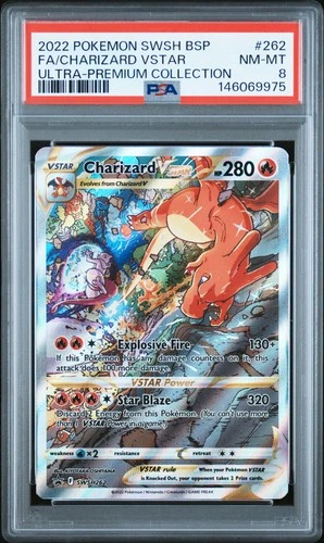 2022 POKEMON SWSH BLACK STAR PROMO #262 FULL ART/CHARIZARD VSTAR PSA 8